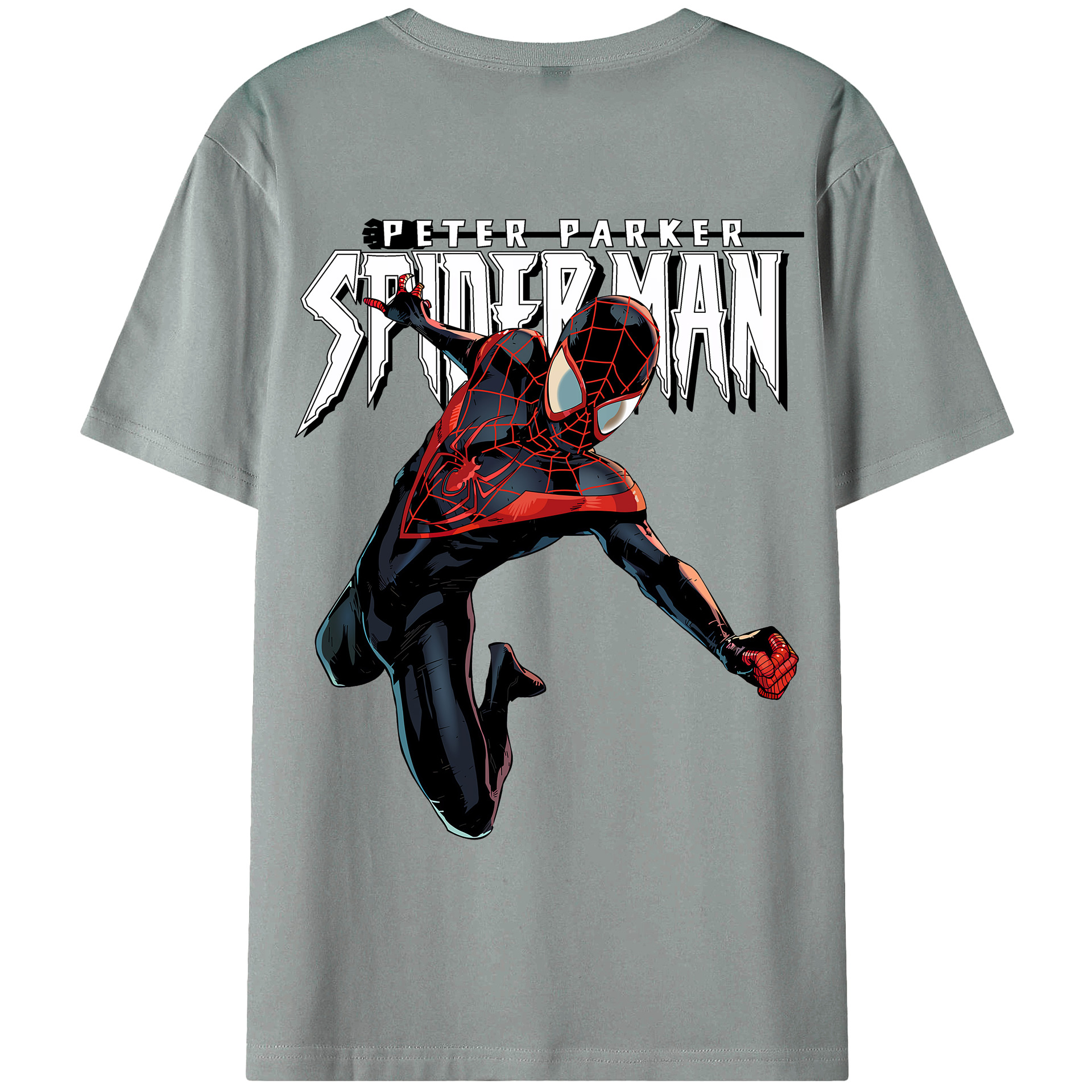 （画像用） Spider Man スパイダーマン 綿100％ メンズ半袖Tシャツ（バックプリント） 通気性